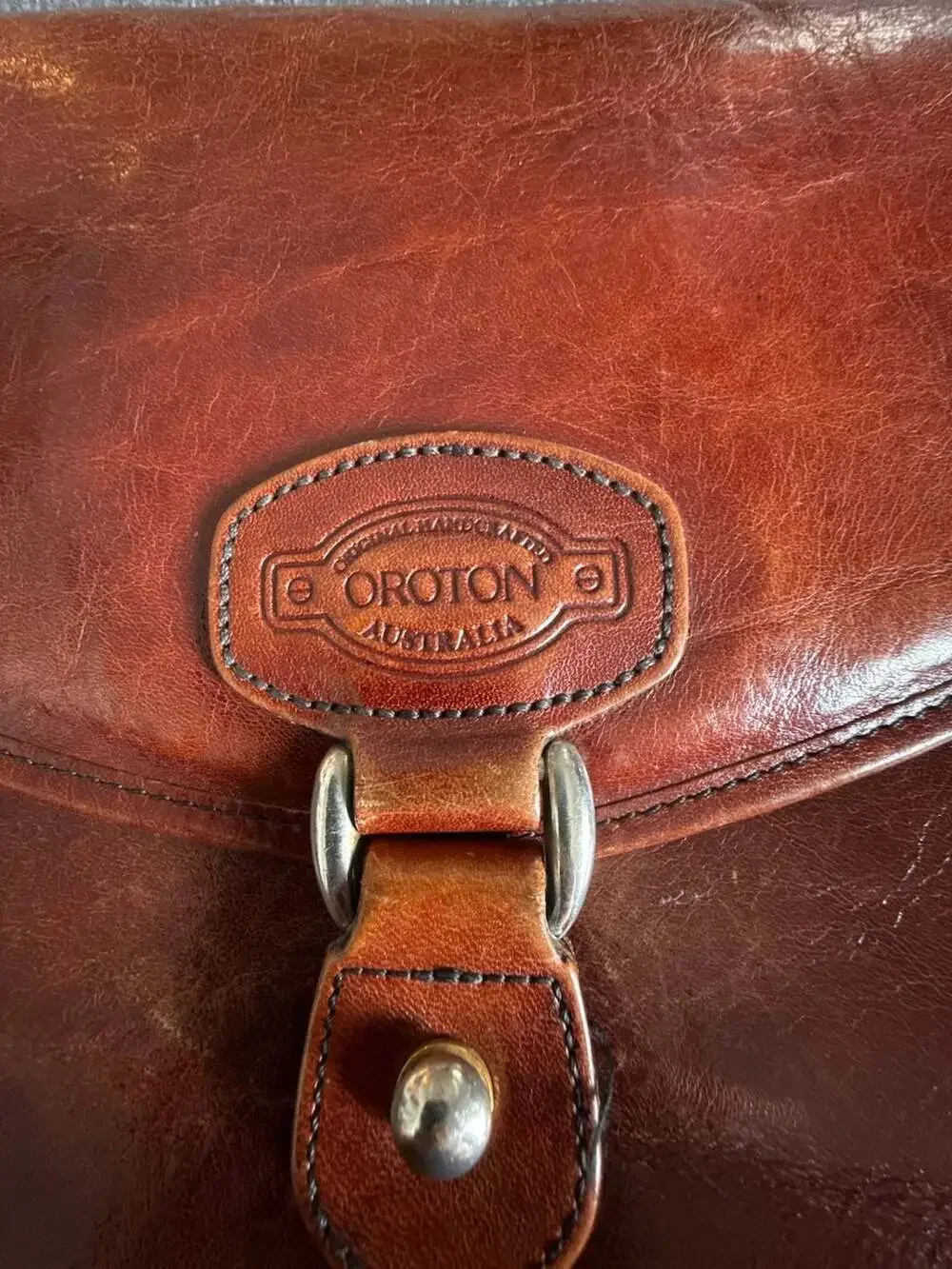 Oroton Australia Genuine Cowhide Brown Leather Crossbody Shoulder Bag